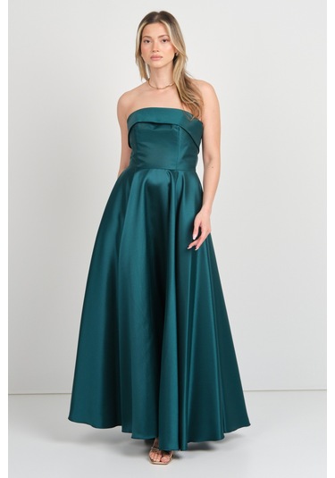 Doridorca Kadın Straplez Uzun Abiye Elbise 6068 Yeşil Yeşil