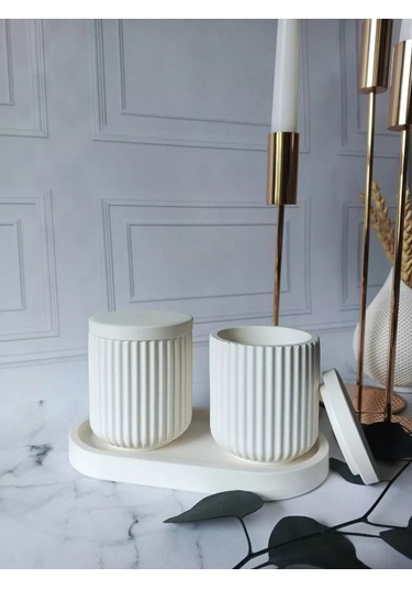 Cre Art Kuru Çiçekler İçin Dekoratif Alçı Set Ev Dekorasyonu İçin Kuru Çiçek Vazosu Alçı Seti 236592464 Beyaz