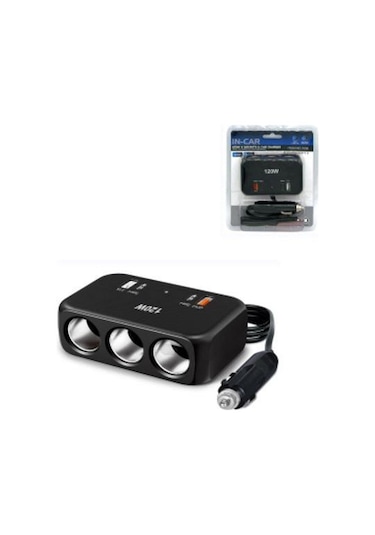 Ayt Olesson 1656 12-24v 3 Lü Çift Usb Çift Type-c 120w 80cm Kablolu Araç Oto Tır Çakmak Çoklayıcı Çakmaklık Çoğaltıcı