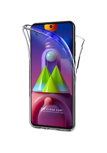 Teknomoda Samsung Galaxy Uyumlu M51 Kılıf 360 Şeffaf Ön Arka Korumalı Silikon