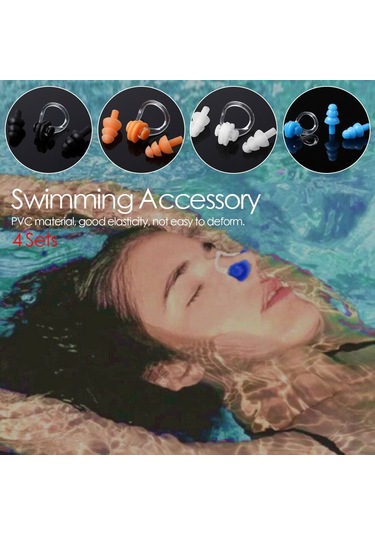 4 Set Burun Klipsi Kulak Tıkacı Beyaz Beyaz