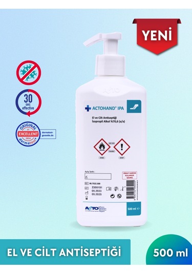 Acto Actohand Ipa El Ve Cilt Antiseptiği İzopropil Alkol %70.6 500 ML