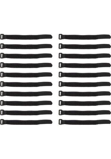 20 Adet Cırt Cırtlı Kablo Bağı Yeniden Kullanılabilir Plastik Tokalı Naylon Cırt Cırtlı Siyah 20x300mm