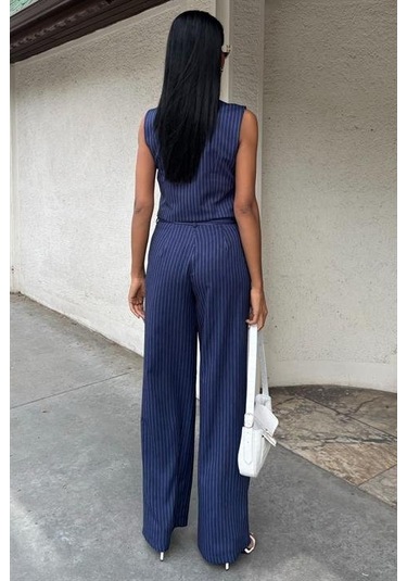 Yeleği Çapraz Detay Düğmeli Cepli Yelekli Takım 10150 Laci Vert