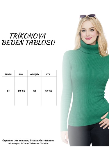 Trikonova Balıkçı Yaka Parmak Detaylı Yeşil
