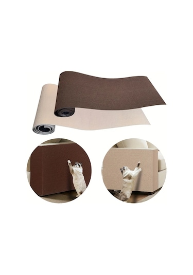 Honeybeeshop Yapışkanlı Kedi Tırmalama Matı Dayanıklı Polyester A Brown 15.75 X 118.11 İnch Ev Dekoru Dıy Kedi Oyuncak