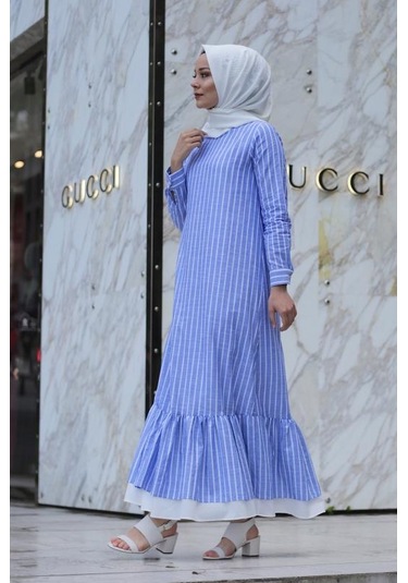 Pastelastore Neva Kadın Elbise Maxi Boy 1020-1 Koyu Mavi