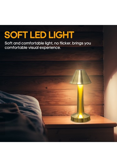 Reedark Masaüstü Metal Dekoratif Led Lambası - Usb Şarjlı Dokunmatik Kontrol - Üç Renkli Işık Ve Sürekli Parlaklık Regülasyonu - Uzay Gümüşü Gümüş