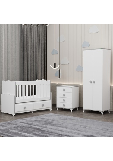 Elegant Yıldız 2 Bebek Odası Takımı - Gri Beyaz