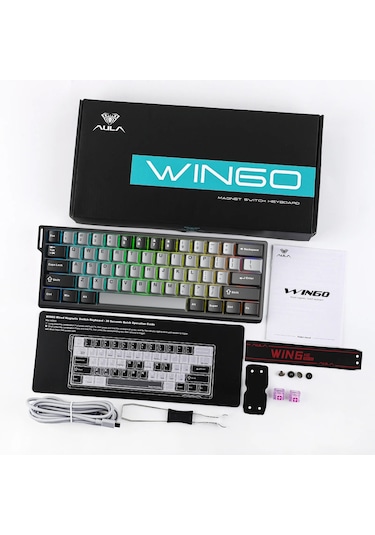 Aula Win60 He Pro Manyetik Klavye Rapid Trigger Xingyi Switch 8000hz Rgb Tkl Hot Swap Oyuncu Klavyesi Gri