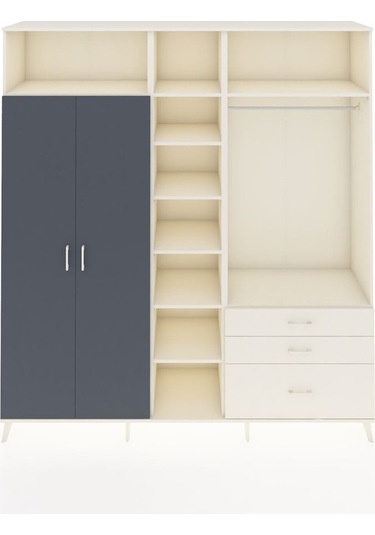 Hyperion Dolap 9 Raflı 3 Çekmeceli 2 Askılı 220x44x243 Aytaşı-antrasit/aytaşı Antrasıt/aytası