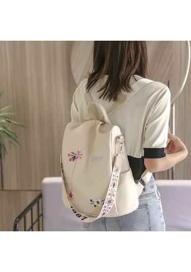 Tongxida Kadınlar İçin Anti Theft Oxford Sırt Çantaları Çin Tarzı Nakışlı Açık Bej Açık Bej