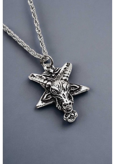 Tezzgelsin 925 Ayar Antik Gümüş Kaplama Goat Head Keçi Kolye Gümüş