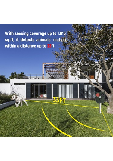 Gajeena Güneş Enerjili Dış Mekan Ultrasonik Hayvan Kovucu, Pır Sensörlü, Led Işık Ve Alarm Sesi İle Hayvanları Uzak Tutucu