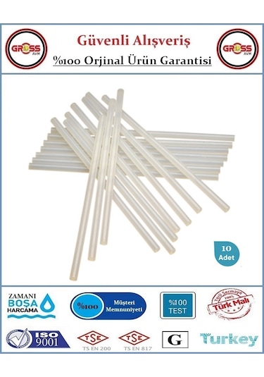Çubuk Mum Silikon Şeffaf - 11.2x300mm Kalın - 10 Adet