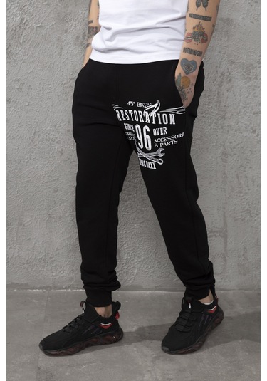 Cr156 Restoration Baskılı Erkek Eşofman Altı Siyah