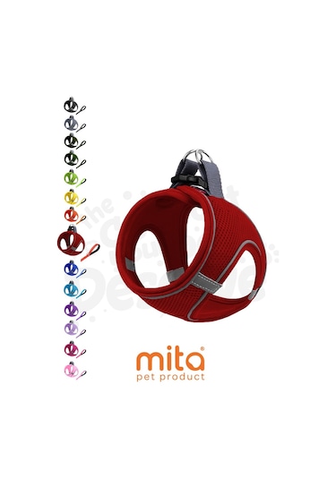 Mita Air Mesh Kedi Köpek Göğüs Tasması Çift Reflektörlü, Terletmeyen Kırmızı