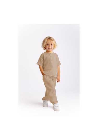 Müslin T-shirt Pantolonlu Takım Vizon Vizon