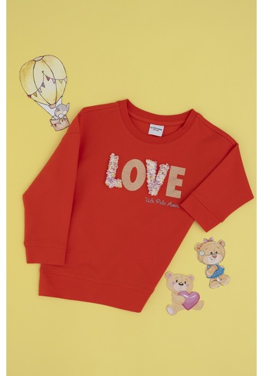 U.s. Polo Assn. Kız Çocuk Nar Çiçeği Sweatshirt 50298159-vr239 Nar Çiçeği