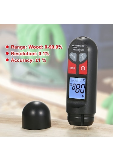 Pazly 4 Ölçekli Ahşap Nem Ölçer - 100 Ağaç Türü İçin Otomatik Kapanma Lcd Ekran - Hassas Ahşap Nem Ölçümü - Ahşap Endüstrisi İçin Tasarlandı