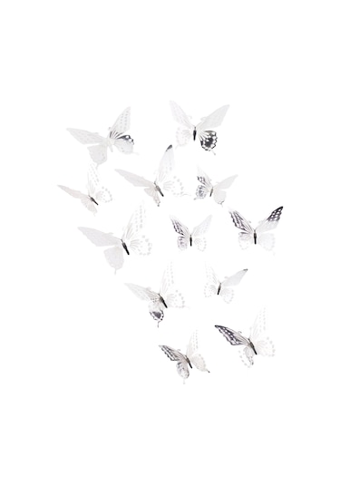 Maiyame Gümüş 3d Keçe Kelebek Duvar Sticker, Ev Dekorasyonu, Oturma Odası, Çocuk Odası, Dıy Form Oluşturma, 12 Adet Gümüş