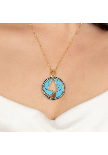 Kayra Mücevher Mineli Kova Burcu Altın Kaplama Kolye