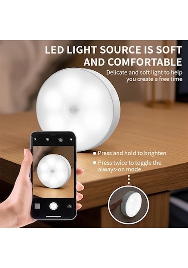 Willowhaven 6'lı Amill Akıllı Led Hareket Sensörlü Usb Şarjlı Sabit Ve Algılamalı Yumuşak Warm White Işık 16renk Şarj Edilebilir