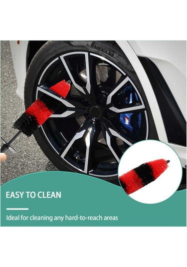 Padalink "kırmızı-siyah Jant Fırçası: Yumuşak Kıllar, Ergonomik Sap, Dayanıklı Ve Çok Amaçlı Araç Temizleme Fırçası"