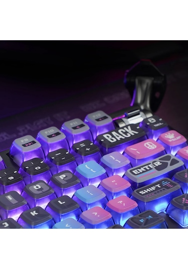 Gravastar Mekanik Oyuncu Klavyesi Tuş Takımı Seti, Mekanik Klavye İle Uyumlu Tuşlar, Cyberpunk