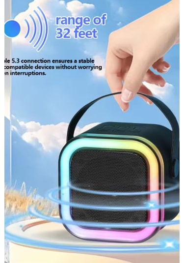 Vothoon KN-17 Kablosuz Mikrofonlu RGB Karaoke Bluetooth Hoparlör