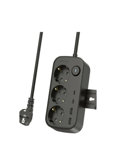Akım Korumalı Priz 2 Usb + 2 Type-c Girişli 2 Metre Kablosu Anahtarlı Ve Duvara Monte Edilebilir 2