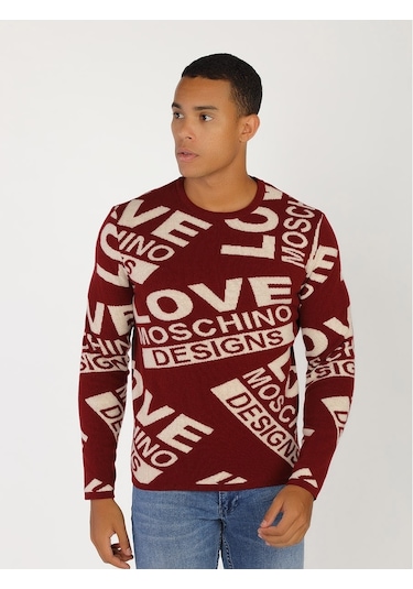Moschino Moschıno Erkek Kazak / M.Lov.2019.6494 Vişne -Beyaz Bordo