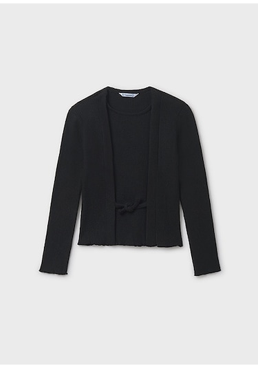 Mayoral Siyah Kız Çocuk Nervürlü Hırka 7033 Siyah