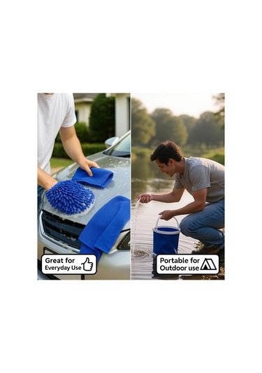 Maxaccess Ultra Taşınabilir 4lü Araç Temizlik Seti 3.43 Galon Kov Eldiven Havlu 04