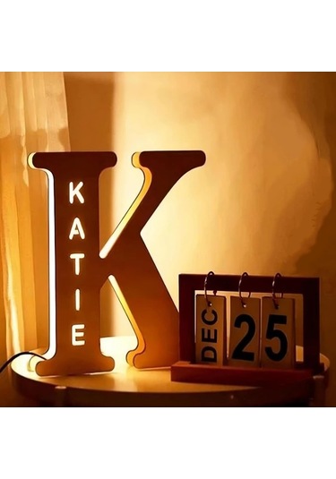 Willowhaven Kişiselleştirilmiş Ahşap Gece Lambası 29cm 11.42inch Usb Led Işık Yatak Odası Dekor Beyaz