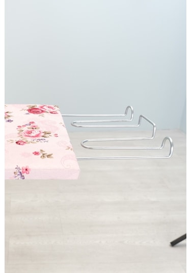 Mistik Home Rose Katlanır Dolaplı Ütü Masası Beyaz Gövde, Pembe Çiçek Desenli Beyaz/pembe