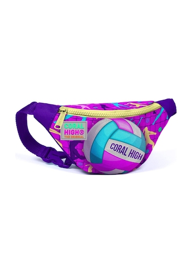 Coral High Pembe Mor Voleybol Baskılı Kız Çocuk Bel Çantası Çok Renkli