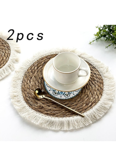 Suntek 2x Boho Yuvarlak Placemats Yemek Mat Kaymaz Dokuma Stil-b Stil B Diğer