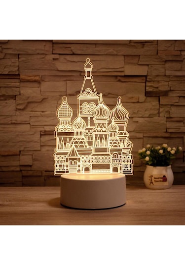 Konesam Kızıl Toprağın Gölgesinde - Osmanlı Kalesi 3d Led Gece Lambası, Dokunmatik Kontrol, 3 Renk Seçeneği, Usb Beslemeli, Çocuk Odası Dekorasyonu Beyaz