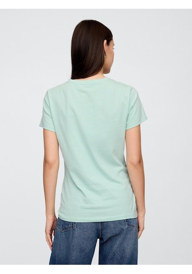 Gap 729555013 V-ss Logo Classic Tee Kadın Tişört Yeşil
