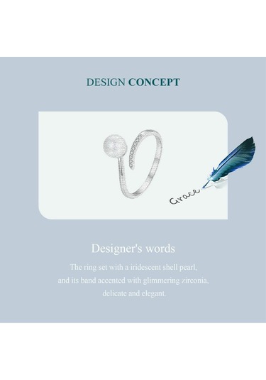 Bamoer 925 Ayar Gümüş Kaliteli Kabuk Inci Açılış Yüzük Zirkon Ayarlanabilir Yüzük Zarif Güzel Takı Kadınlar İçin