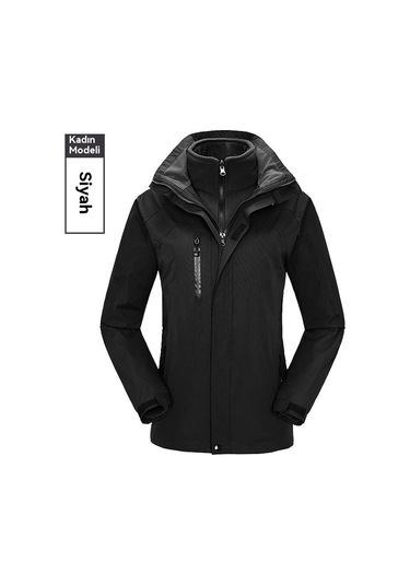 Kadın Outdoor Su Geçirmez Ceket Siyah Siyah