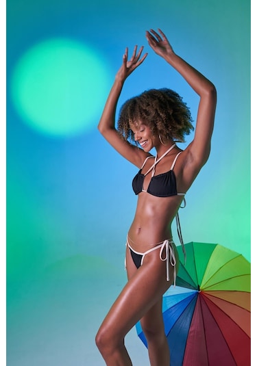 Holly Lolly Kontrast Biyeli Emma Bikini Üstü Siyah