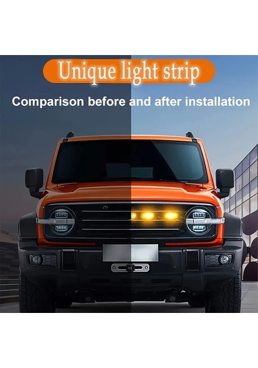 Xuweiwei 1 Ton 5 Çoğu Araç İçin 5li 1 Arada Ön Izgara Süsleme Kiti Siyah 12v Kabin Sarı Kehribar Led Yüksek Parlaklık