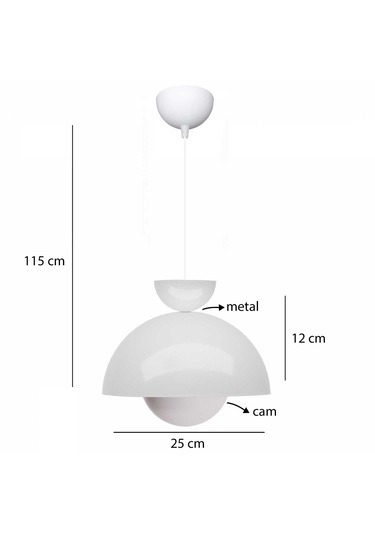 Homing Nuuq Camlı Metal Sarkıt 241340 Beyaz