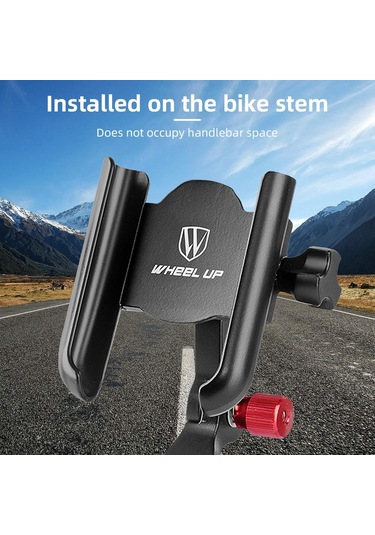Wheel Up-360 Derece Ayarlanabilir Bisiklet Telefon Tutucu Alüminyum Y29356-b Siyah