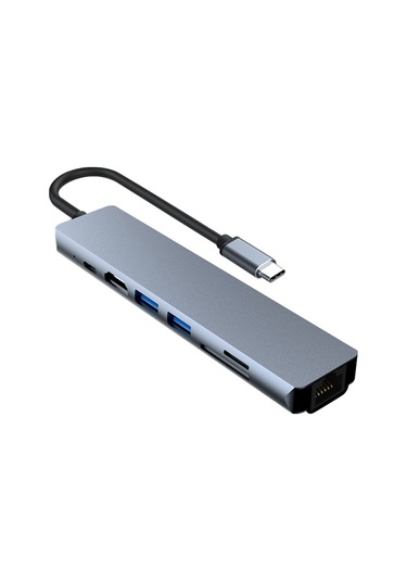 7'si 1 Arada Rj45 + Sd/tf + Usb 3.0 X 2 + Hdmı + Pd - Usb-c / Type-c Hub Adaptörü