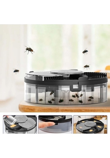 Createtech Suntek Dönen Elektrikli Sinek Kapanı Şarj Edilebilir Siyah Kontrol