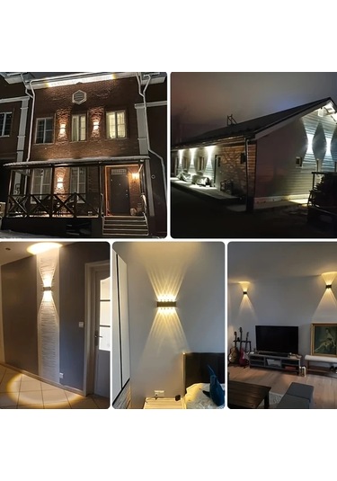 Xuweiwei 2 Adet 10 Led Siyah Dış Duvar Lambası Modern Yarı Gömme Montaj Enerji Verimli Led Ampul Bahçe Duvar Veranda Dekoru Siyah