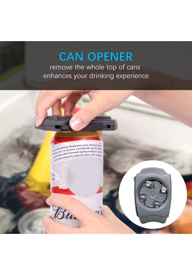 Mufunye Gri El Boyutlu Tüm Kapağı Kaldıran Metal+abs Materyalli İçecek Kutusu Açıcı - Ev, Parti, Piknik İçin Pratik Gri
